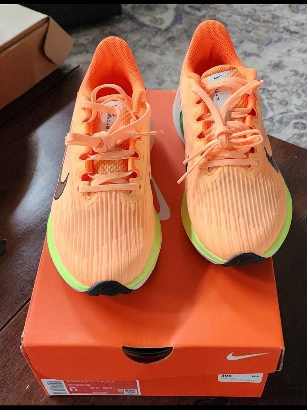 Nike Women’s Bright Orange Athletic Sneakers with Lime Accents - Picture 1 of 4